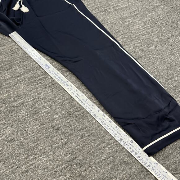 Negative Supreme Jogger Pants Women XL Navy Blue Satin Drawstring Slinky Sleep - Picture 4 of 11